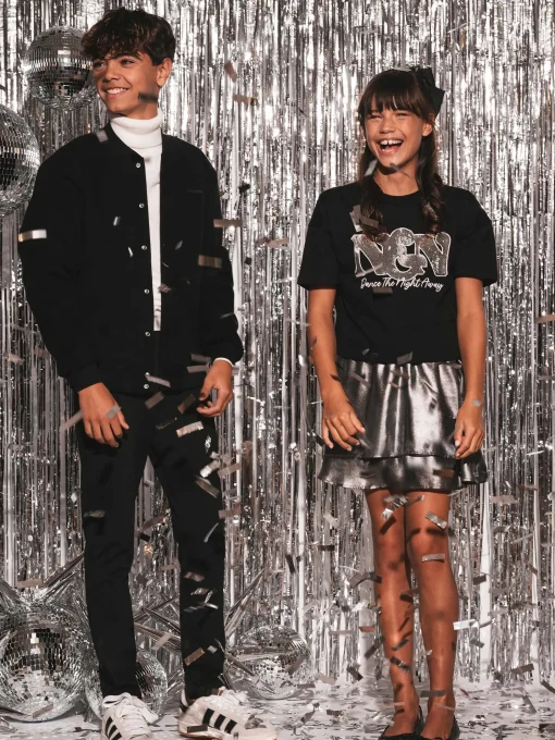 A-lijn rok met metallic look en elastische tailleband