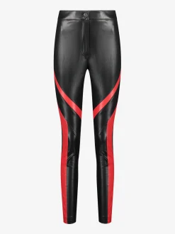 Fitted vegan leren broek met middelhoge taille