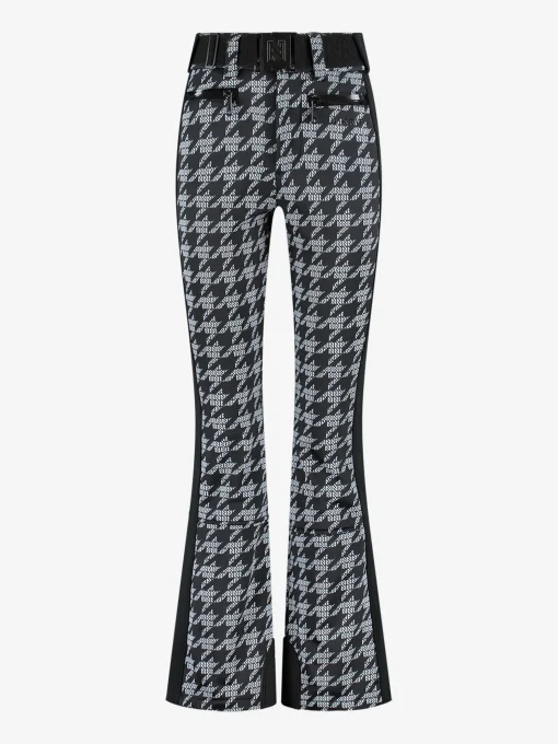 Flared ski broek met logo patroon en elastische riem