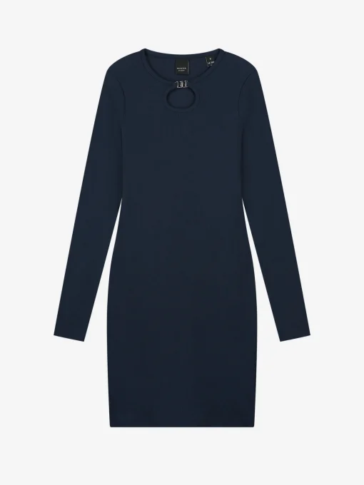 Geribbelde jurk met open detail