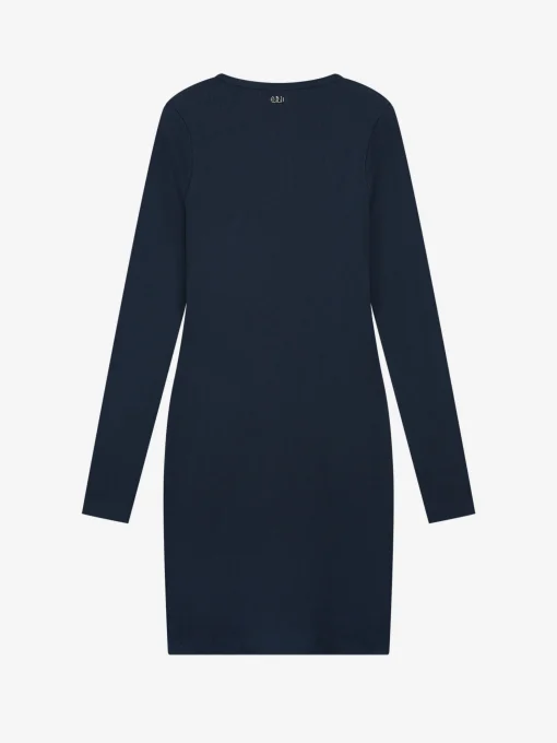 Geribbelde jurk met open detail