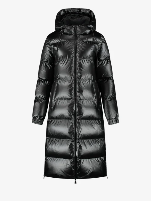 Lange puffer jas met metallic look