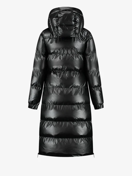 Lange puffer jas met metallic look