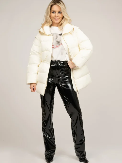 Leren-look broek met rechte pijpen