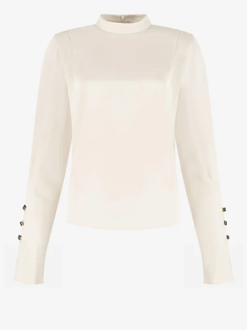 Satijnen look blouse met flared mouwen