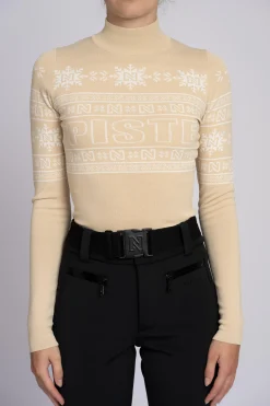 Aansluitende top met logo patroon en col