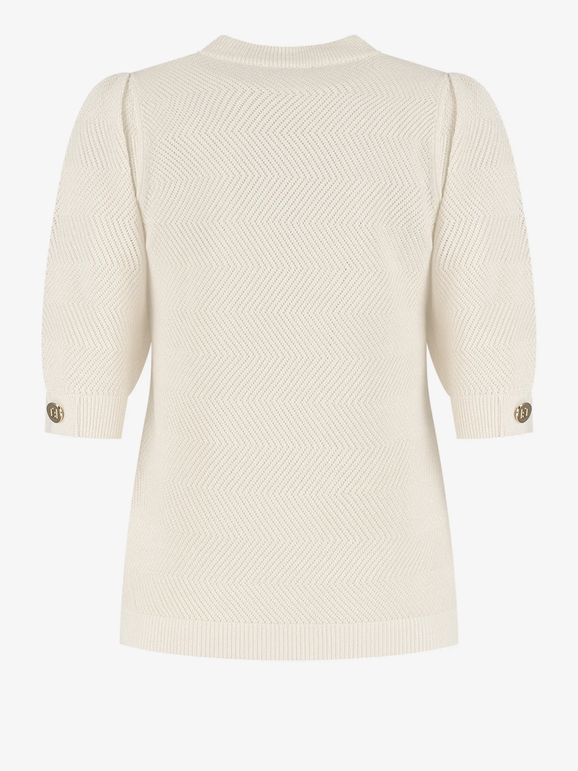 Ajour gebreide top met pofmouwen