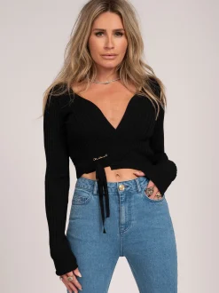 Cardigan met strikkoord