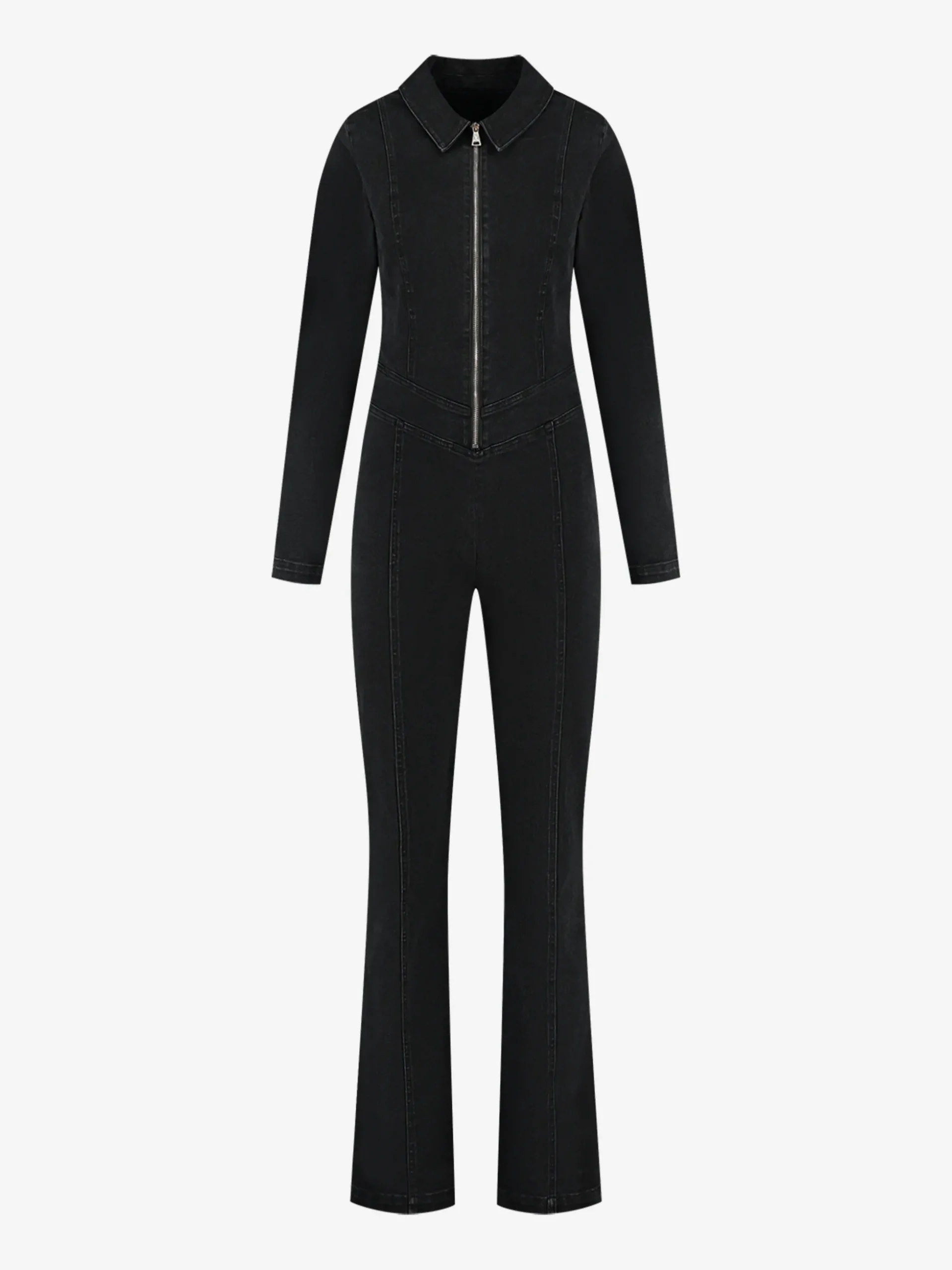 Denim jumpsuit met rits