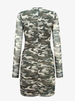 Fitted jurk met all-over print