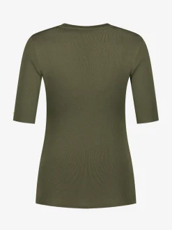 Fitted top met halflange mouwen