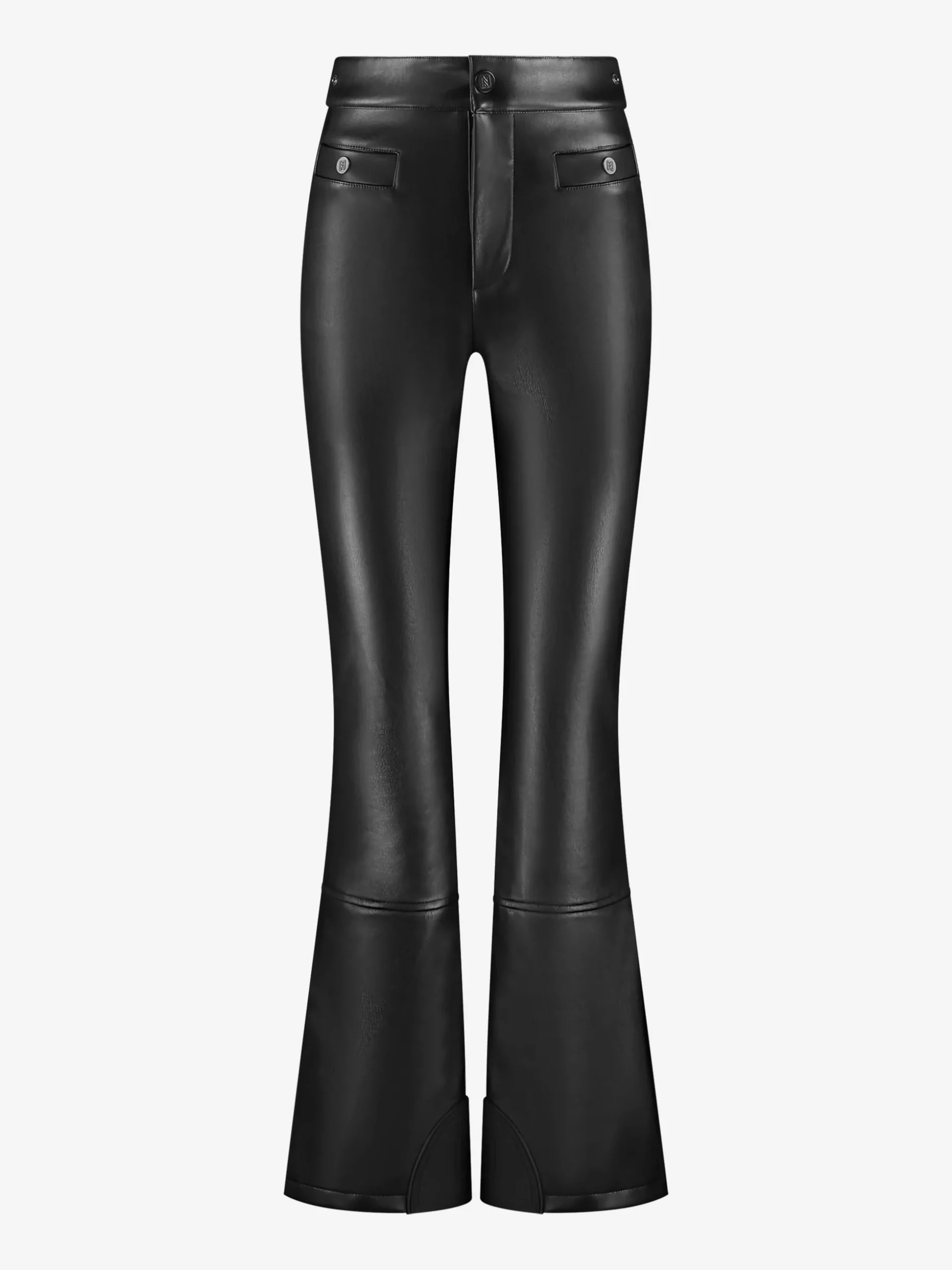 Flared ski broek met leren look