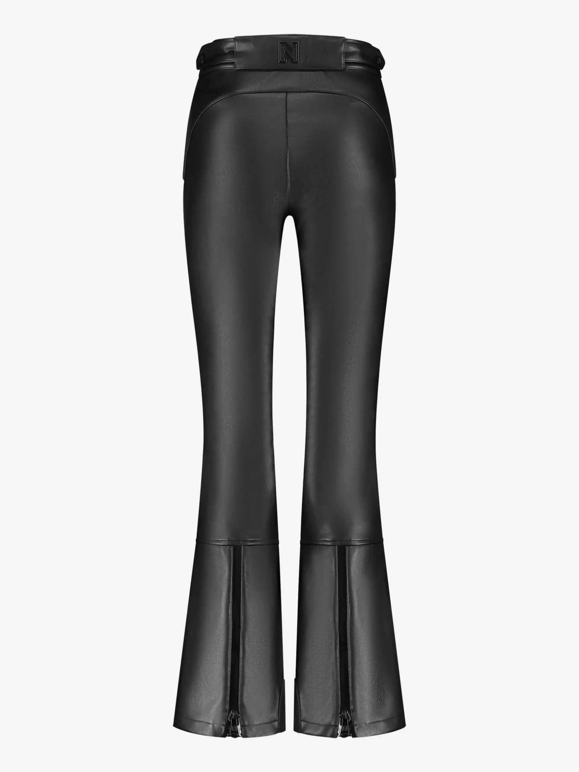 Flared ski broek met leren look