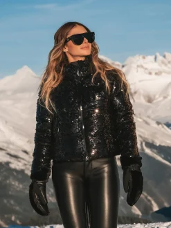 Flared ski broek met leren look