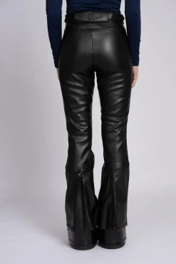 Flared ski broek met leren look