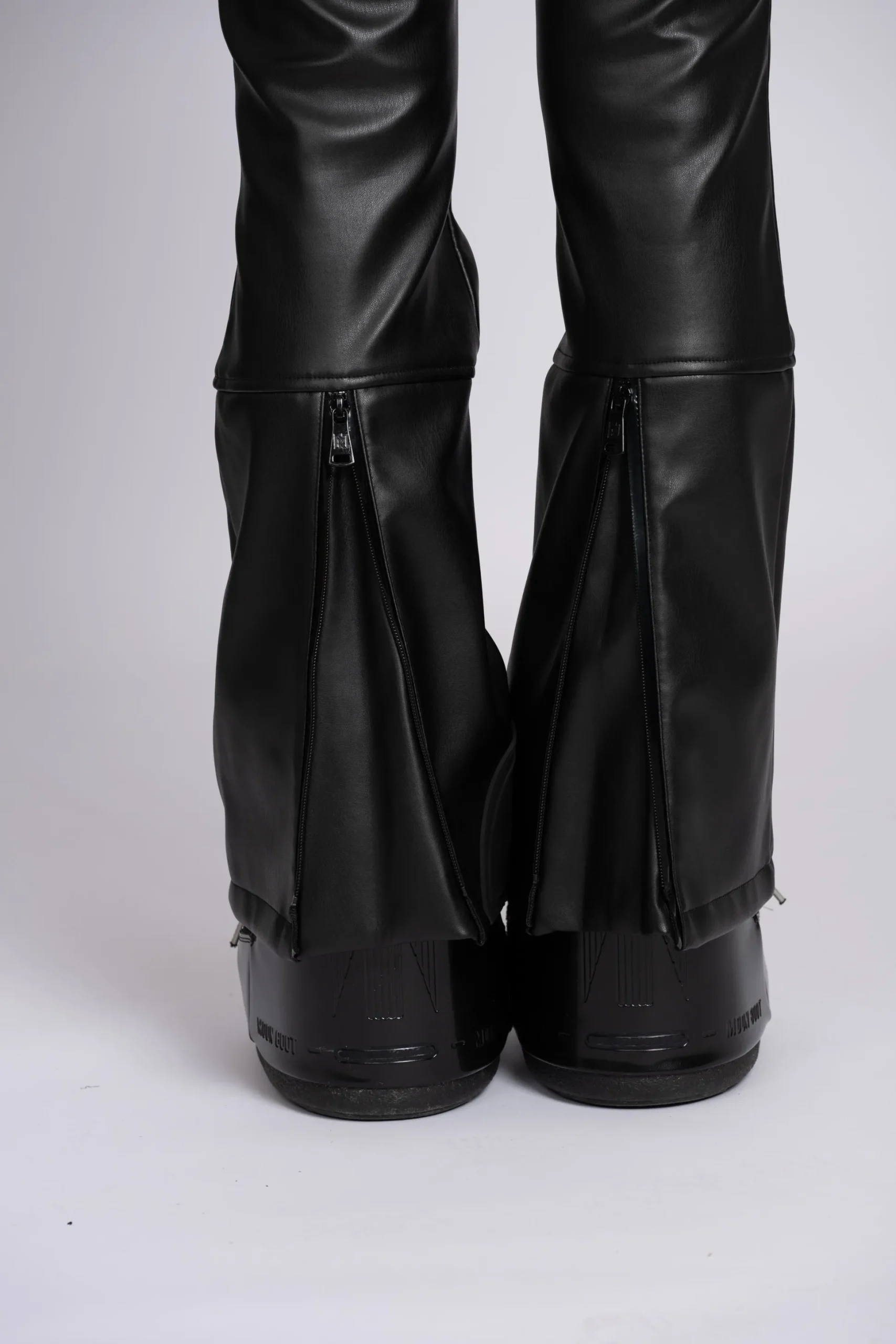 Flared ski broek met leren look