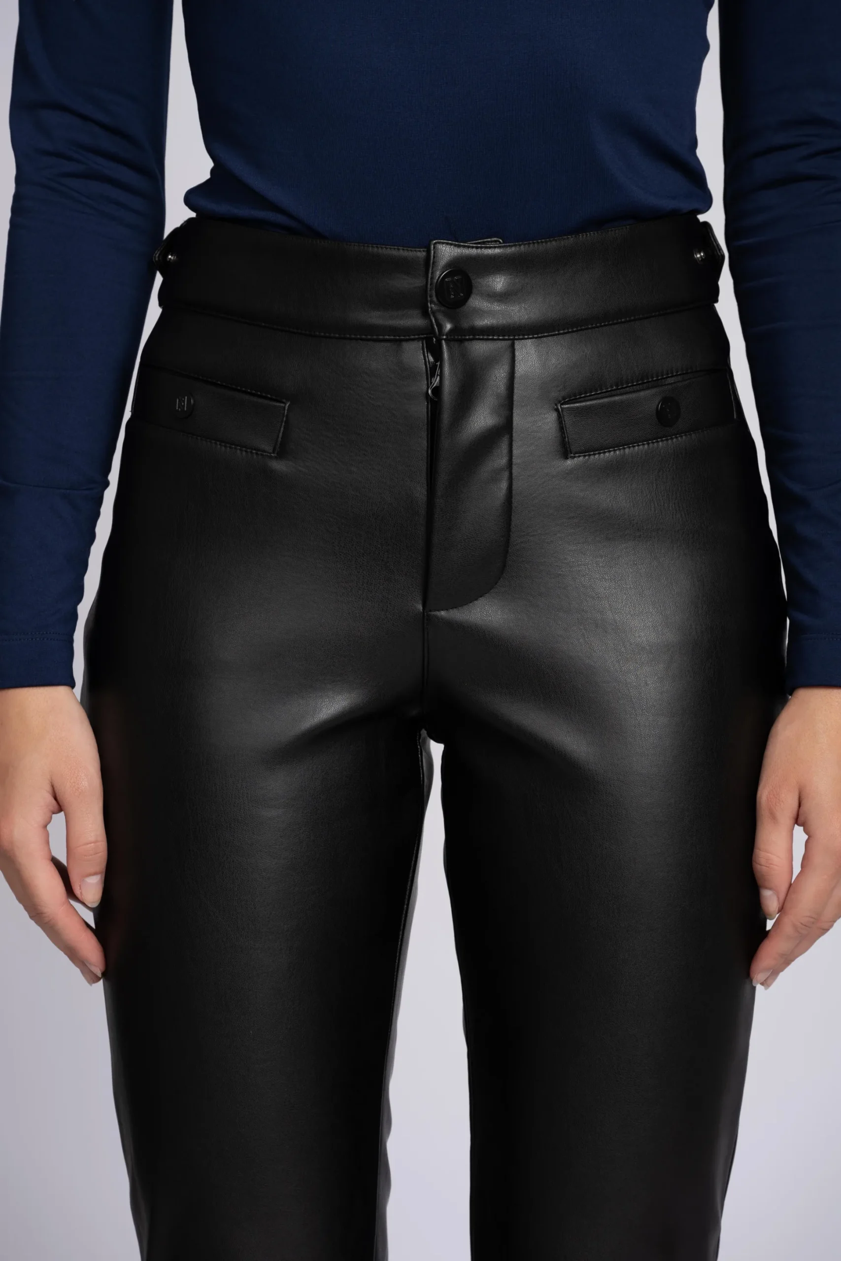 Flared ski broek met leren look