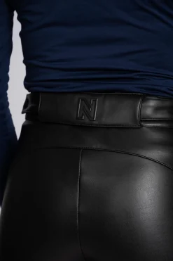 Flared ski broek met leren look