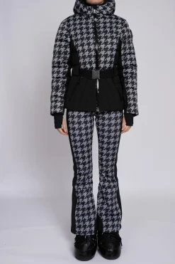 Flared ski broek met logo patroon en elastische riem