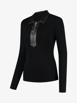 Geribbelde sweater met rits bij de hals