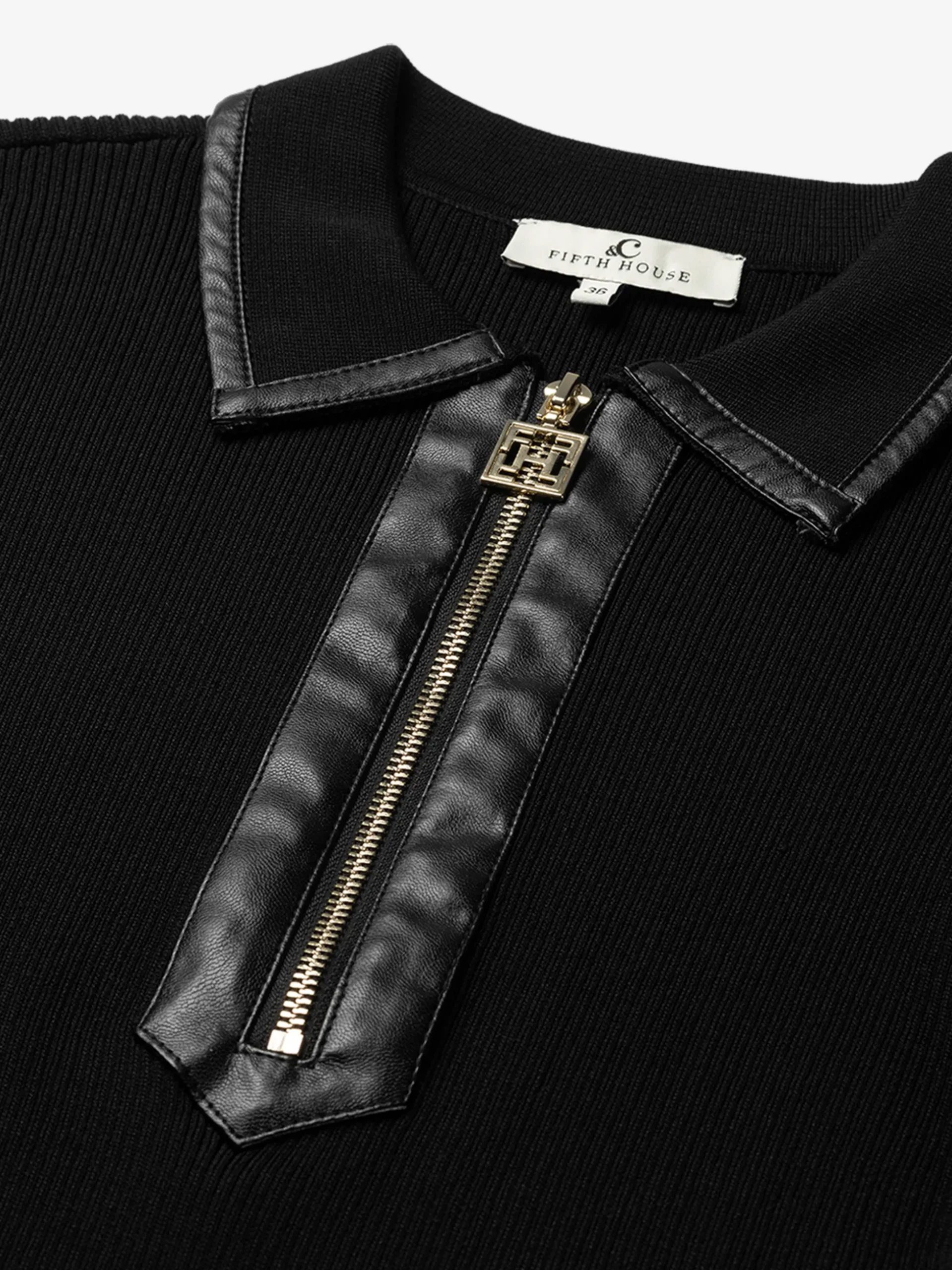 Geribbelde sweater met rits bij de hals