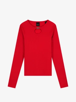 Geribbelde top met open detail