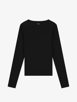 Geribbelde top met open detail