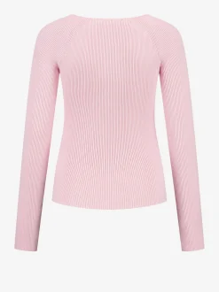 Geribbelde top met sierknopen