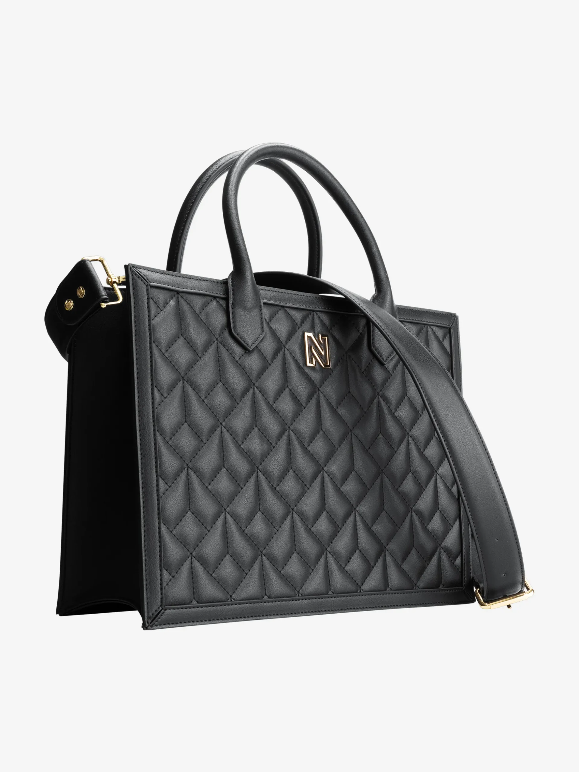 Gewatteerde shopper met N-logo