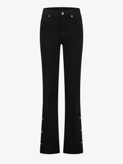 High rise flared jeans met knopen
