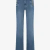 High rise jeans met knopen