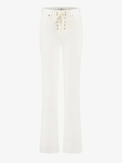 High rise jeans met vetersluiting