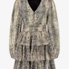 Jurk met metallic slangenprint