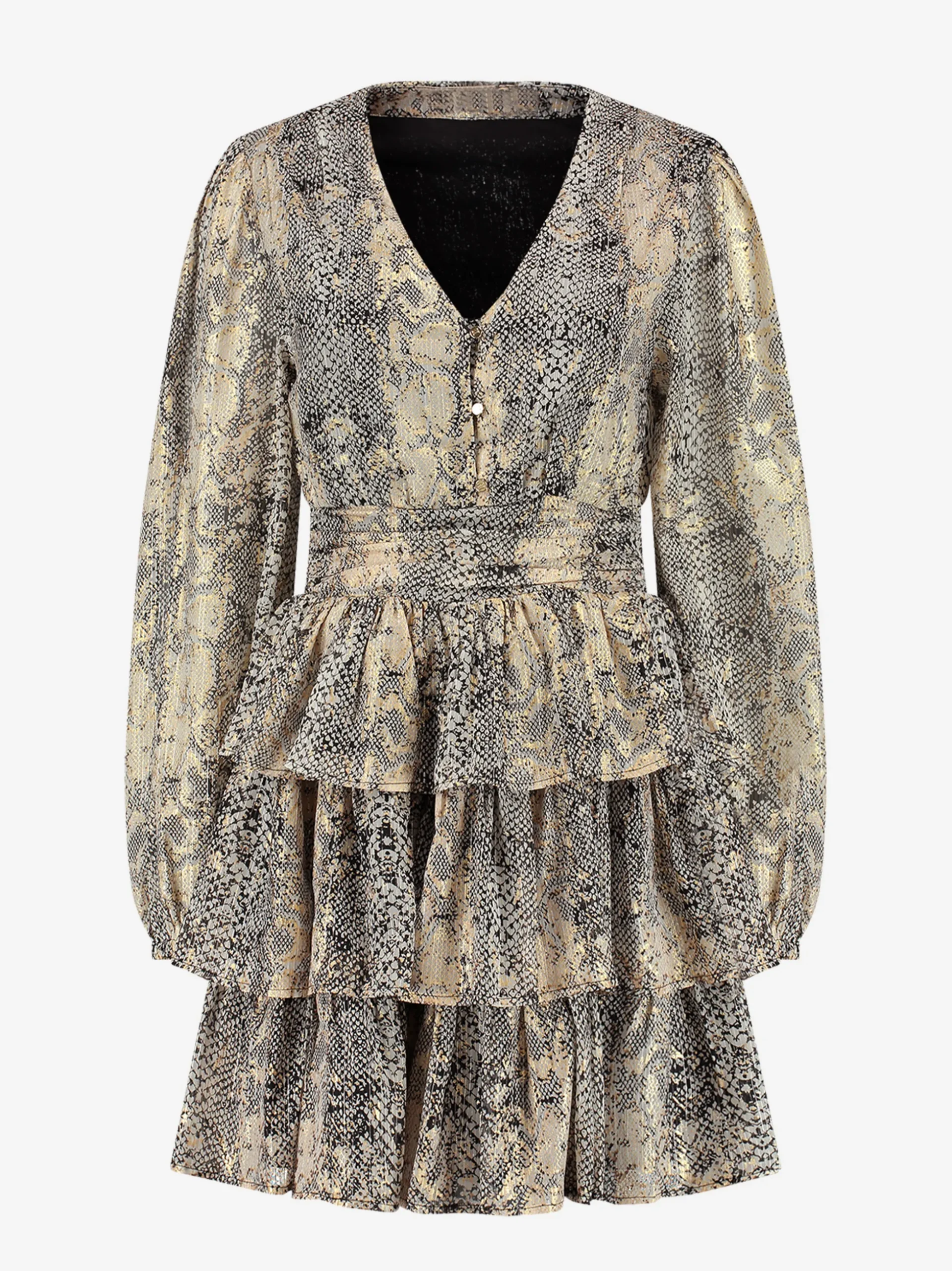 Jurk met metallic slangenprint