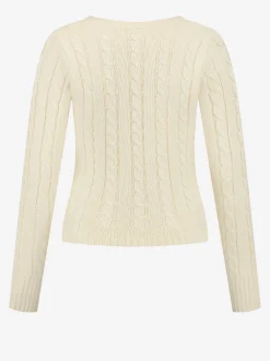 Kabelgebreide trui met N-logo