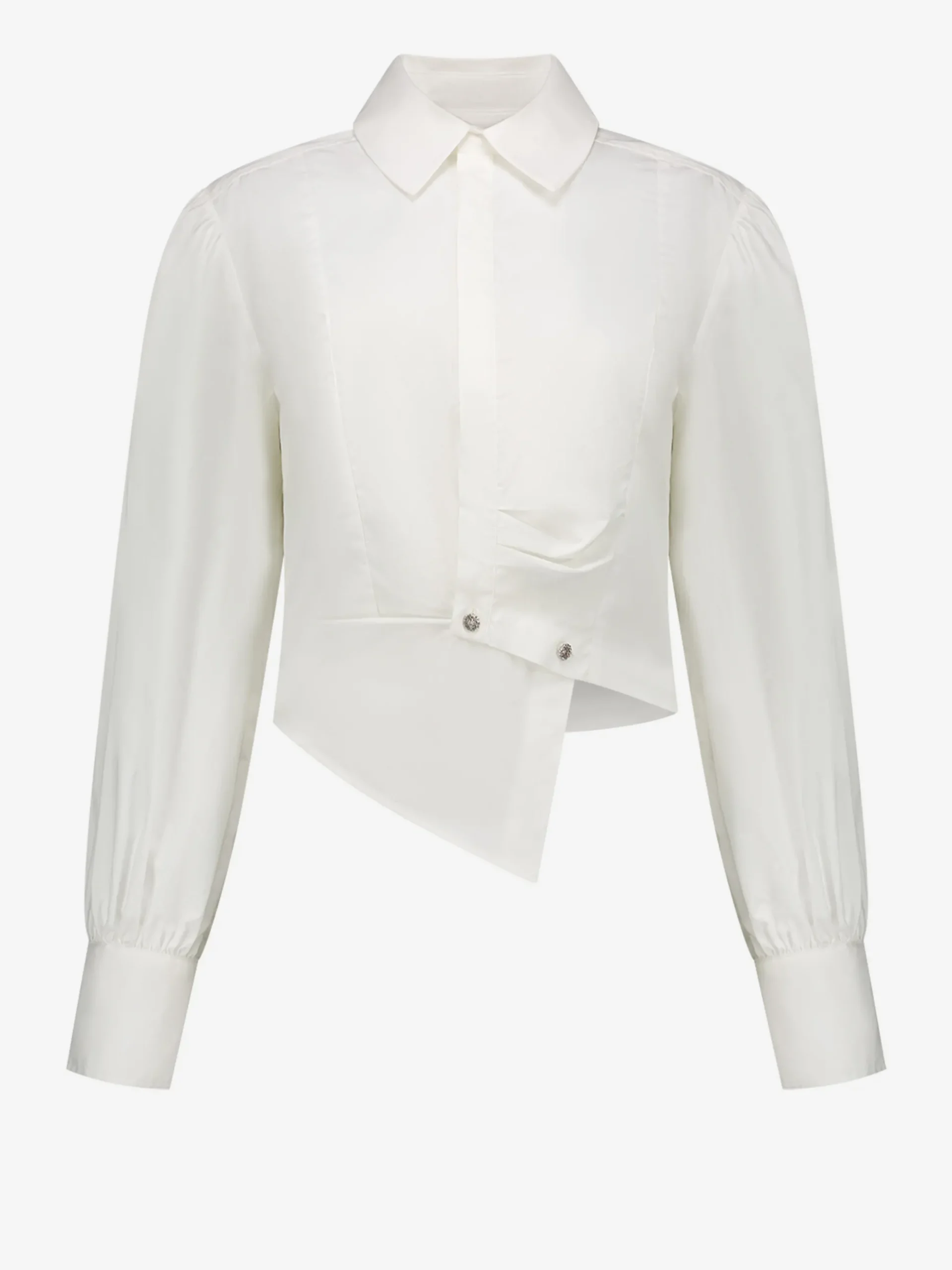 Korte asymmetrische blouse met ballonmouwen