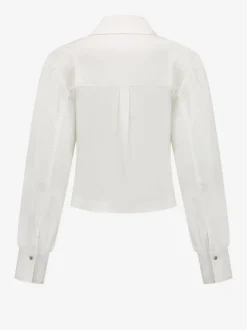 Korte asymmetrische blouse met ballonmouwen