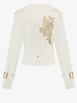 Korte trenchcoat met print