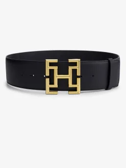 Leren taille riem met logo gesp