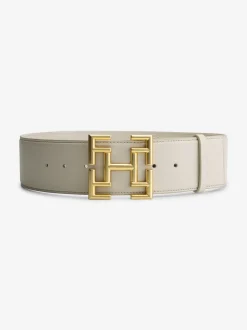 Leren taille riem met logo gesp