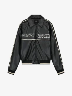 Leren-look bomber jas