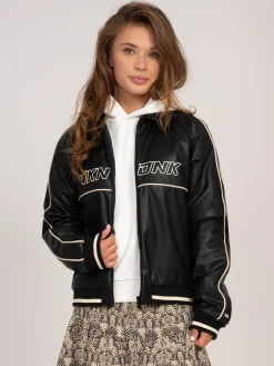 Leren-look bomber jas