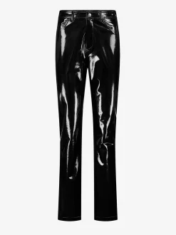 Leren-look broek met rechte pijpen