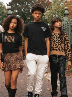 Leren-look broek met rits