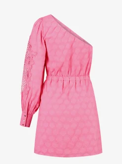 One shoulder jurk met embroidery