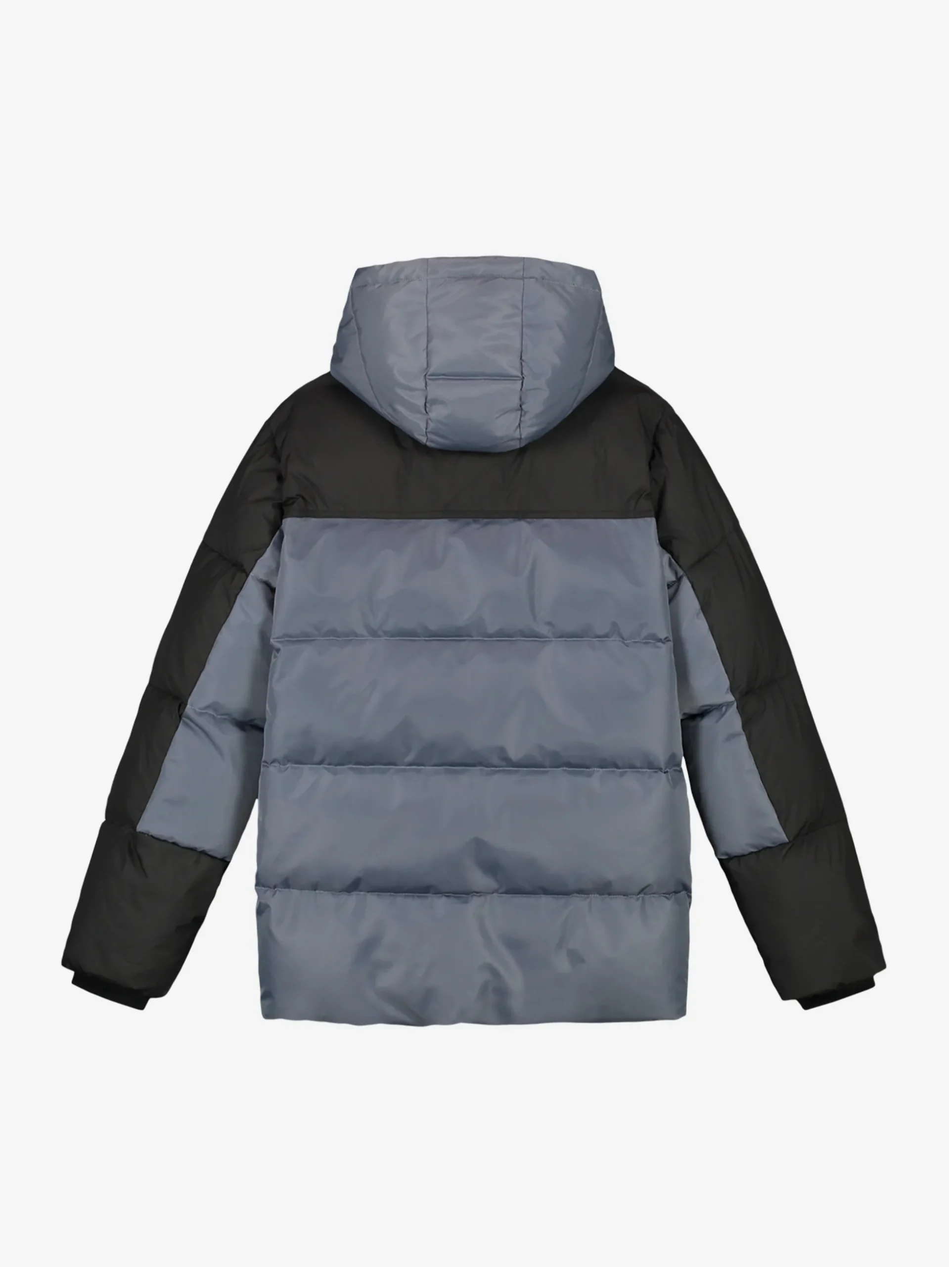 Puffer jack met capuchon en logo