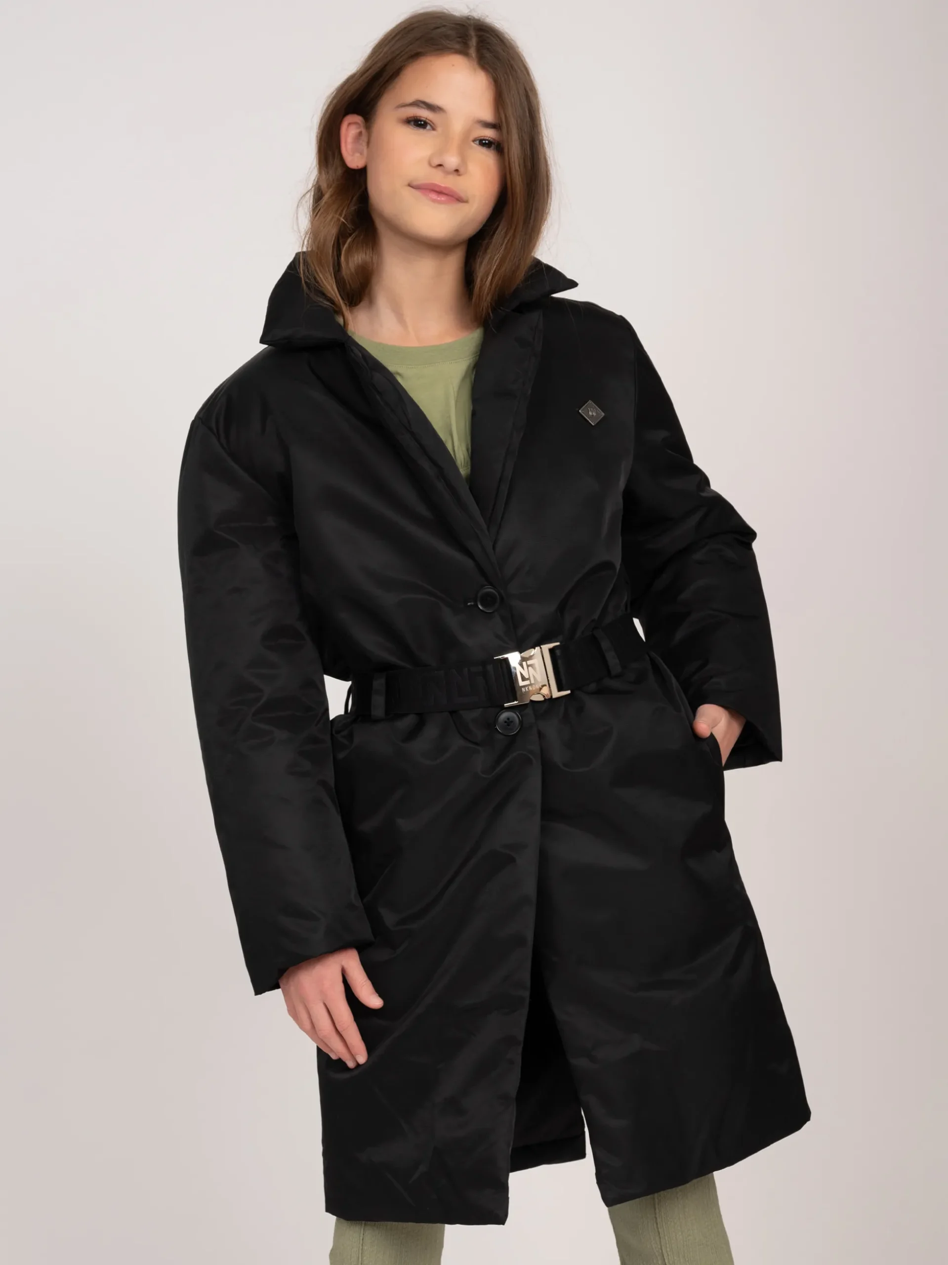 Puffer trenchcoat met riem