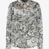 Satin look blouse met slangen print