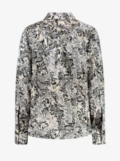 Satin look blouse met slangen print