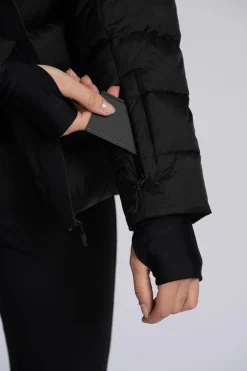 Ski jas met capuchon en elastische riem